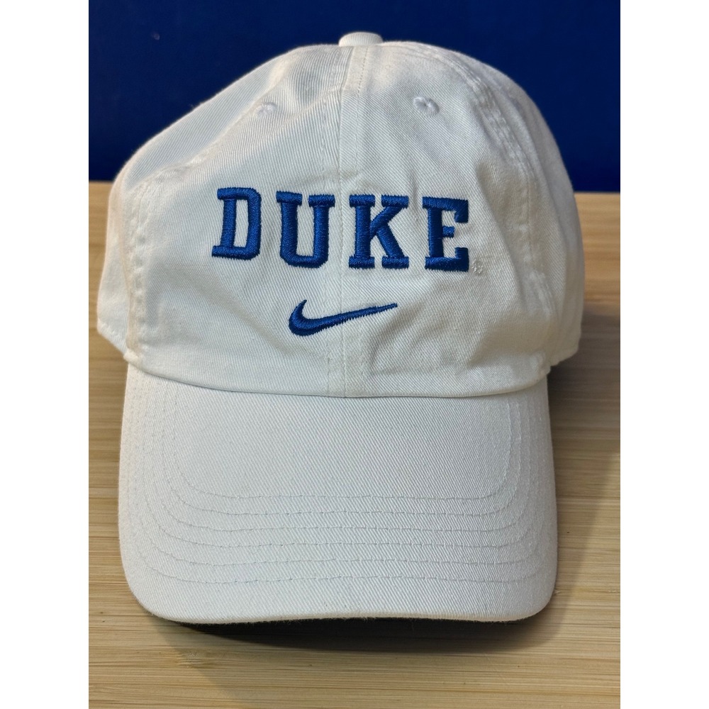 Nike Duke Blue Devils On-Field Club Cap White Adjustable Hat Cotton Twill